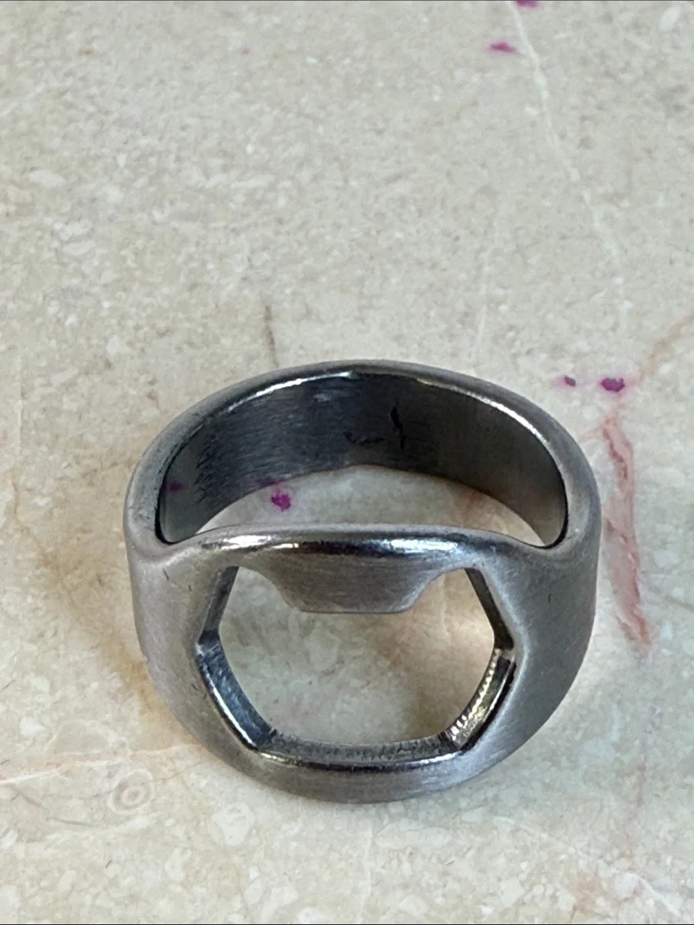 Stainless Steel Silver Bottle-Opener Ring for Men